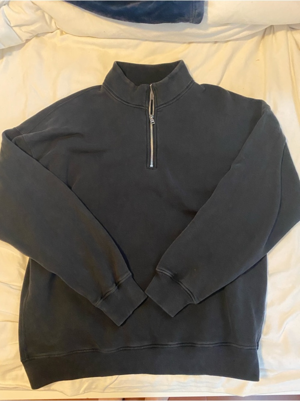 Abercrombie & Fitch Men's Charcoal Zip-Neck Pullover